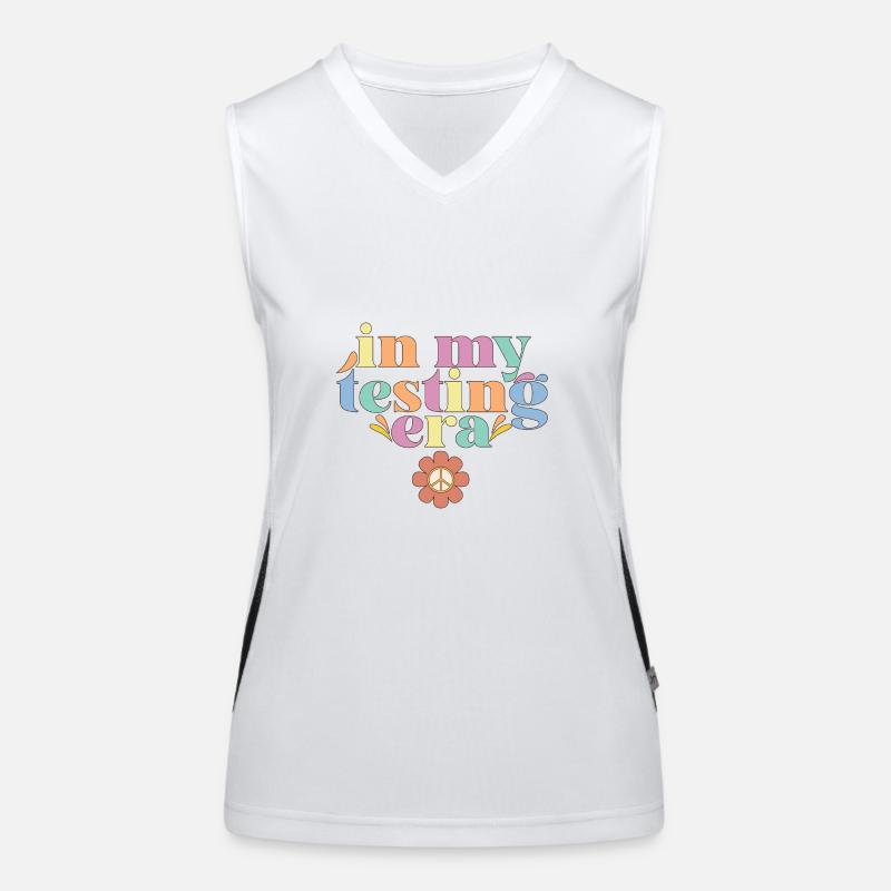 In My Testing Era Test Day Teacher Student Groovy Funktionelles Kontrast-Tank Top für Frauen