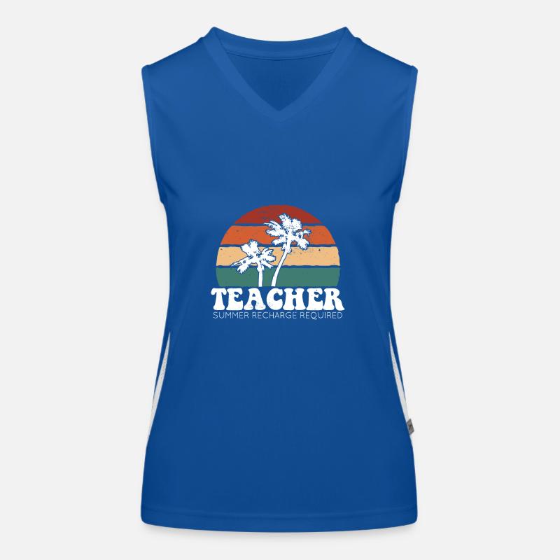 Teacher Summer Recharge Required Summer Beach Women's Functional Contrast Tank Top