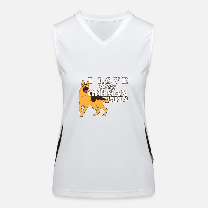 Funny German Shepherd Mama Dad I Love Hairy Women's Functional Contrast Tank Top