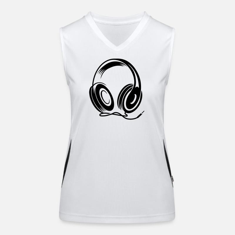 Kopfhörer mit Kabel im Stencil Stil Funktionelles Kontrast-Tank Top für Frauen