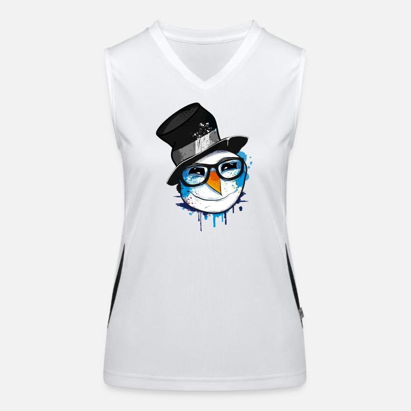 Schneemann mit Nerd Brille Funktionelles Kontrast-Tank Top für Frauen