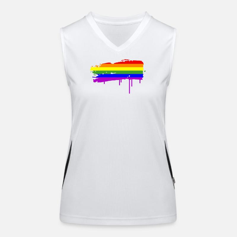 Rainbow Flag Graffiti - Women's Functional Contrast Tank Top - white/black