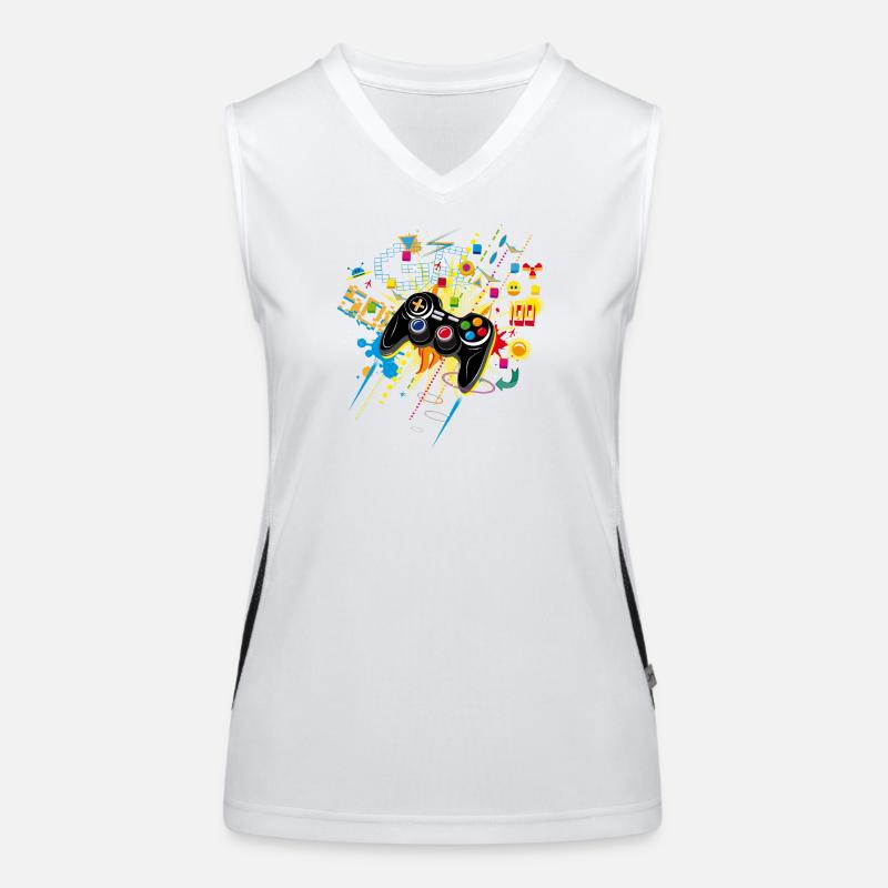 Gamepad Video Games - Women's Functional Contrast Tank Top - white/black