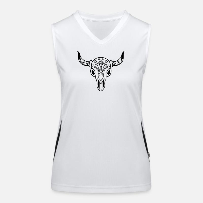 Schädel mit Hörnern Funktionelles Kontrast-Tank Top für Frauen