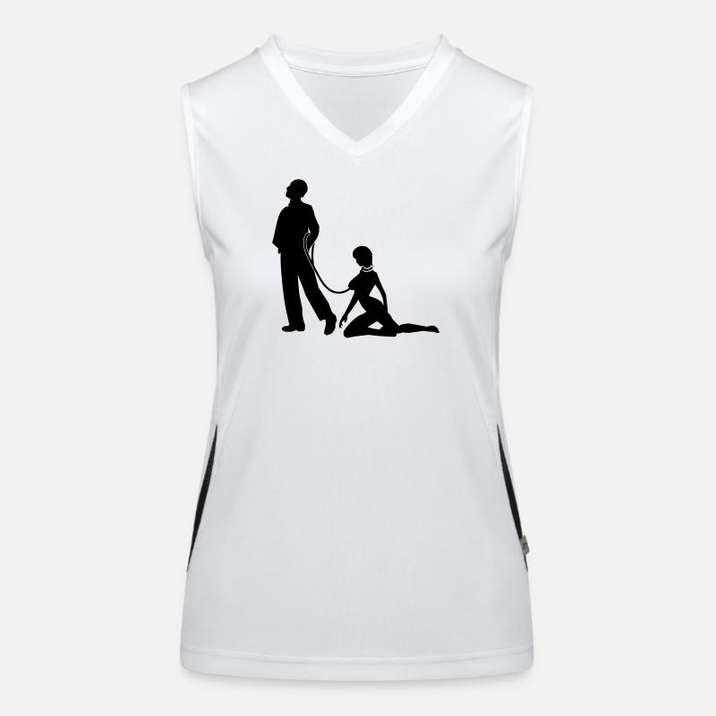 Woman on a leash bachelors Women's Functional Contrast Tank Top