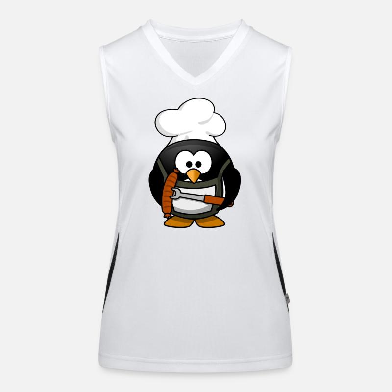 Cuisson du pingouin avec des saucisses grillées Débardeur respirant contrasté Femme