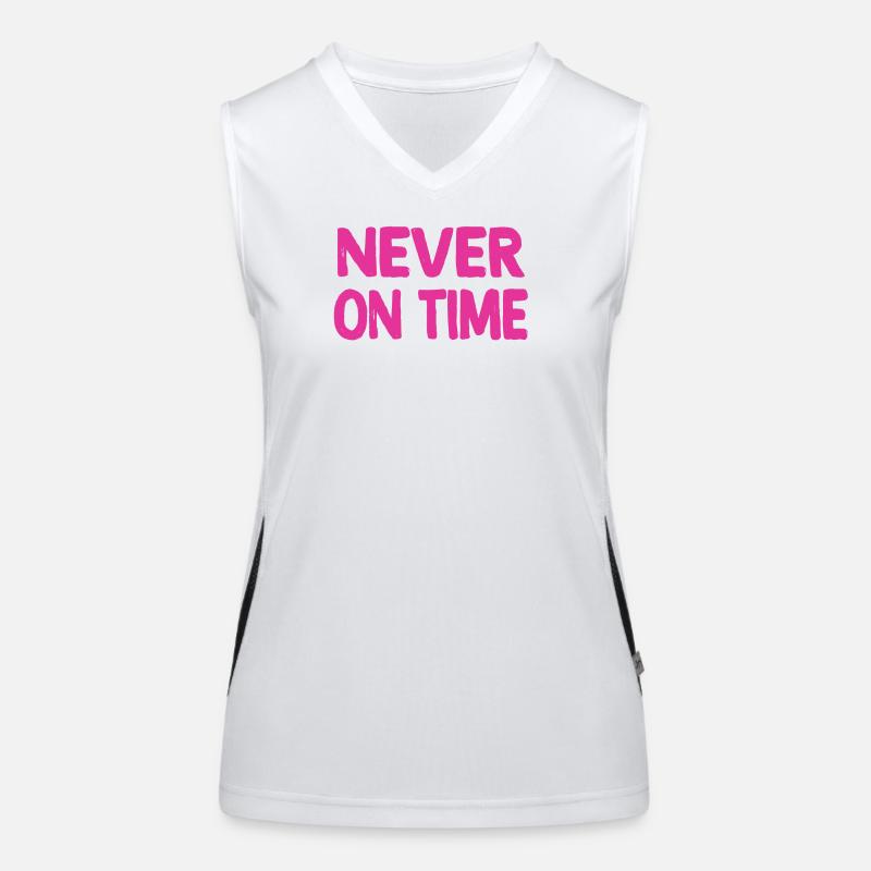 Never on time - Women's Functional Contrast Tank Top - white/black