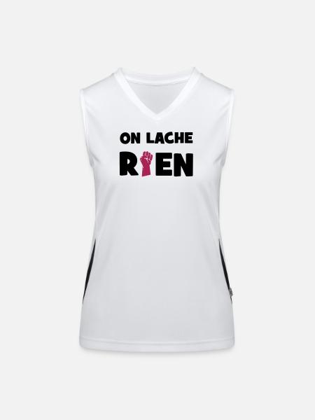 On lâche rien ! - Débardeur respirant contrasté Femme - blanc/noir - Devant