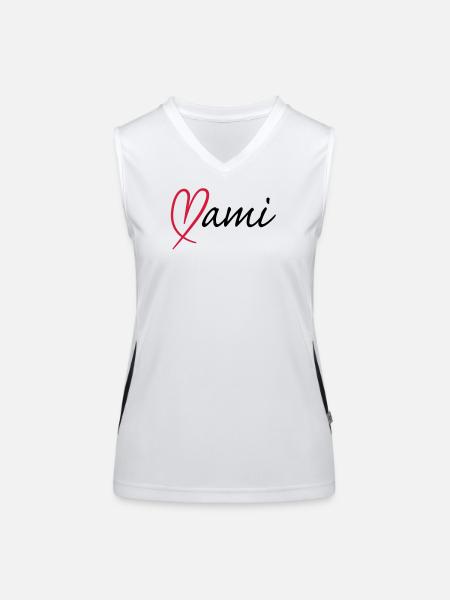 Mami Herz | Heart - Débardeur respirant contrasté Femme - blanc/noir - Devant