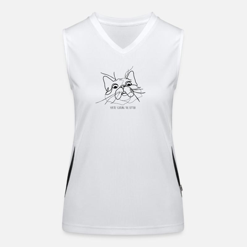 ängstliche Katze Meme Funktionelles Kontrast-Tank Top für Frauen