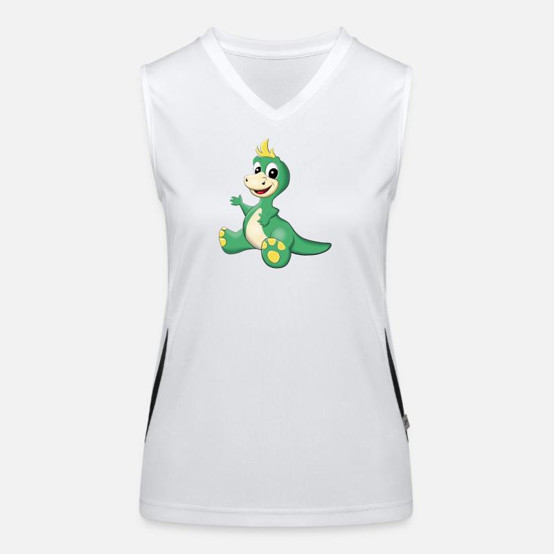sitzender süßer Dino Funktionelles Kontrast-Tank Top für Frauen