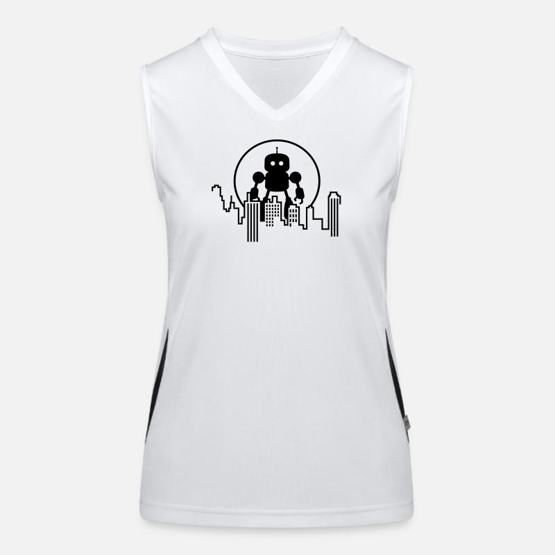 Futuristische Robot Skyline – Android Funktionelles Kontrast-Tank Top für Frauen