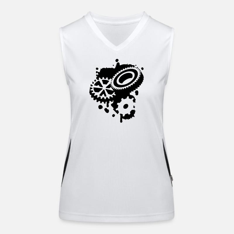 Trois roues dentées comme un graffiti Débardeur respirant contrasté Femme