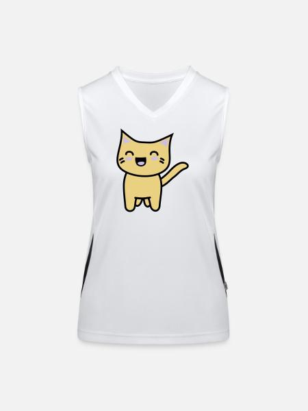 Kawaii Kitteh serait - Débardeur respirant contrasté Femme - blanc/noir - Devant