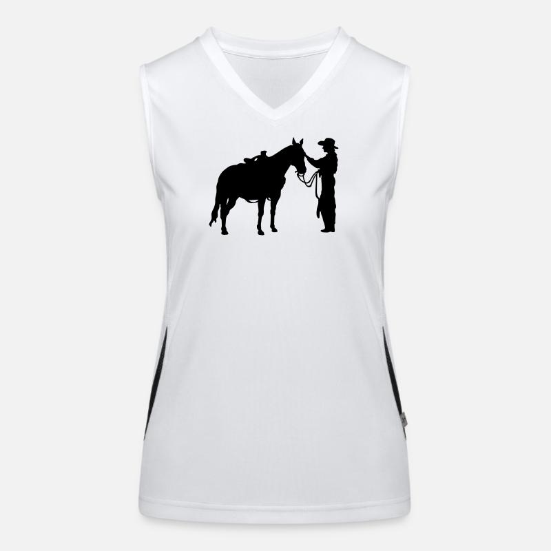 Frau mit Pferd Funktionelles Kontrast-Tank Top für Frauen