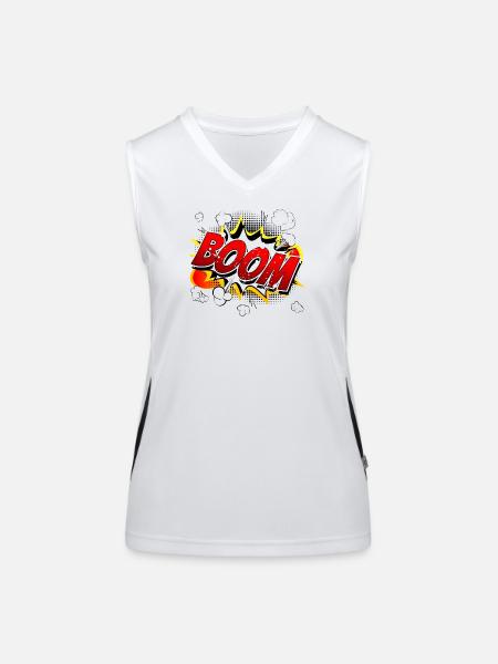 Boom Comic Grafik - Funktionelles Kontrast-Tank Top für Frauen - Weiß/Schwarz - Vorne