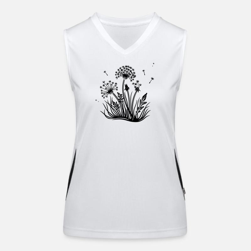 Meadow, dandelion, summer and spring. Women's Functional Contrast Tank Top