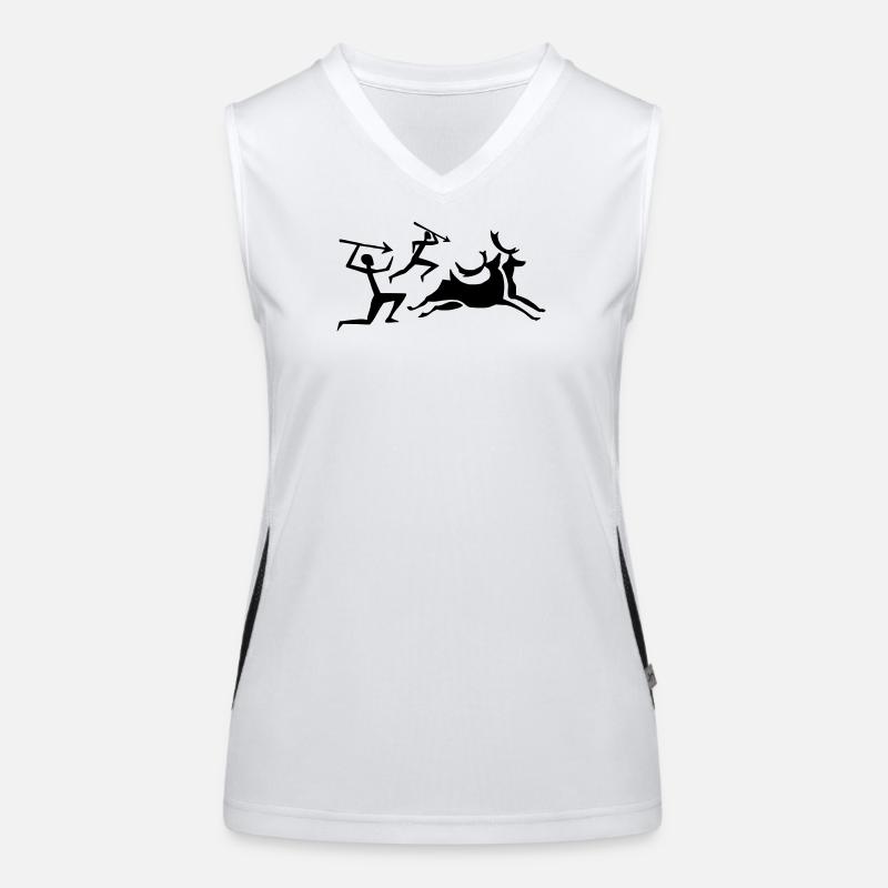 Höhlenmalerei Jäger Funktionelles Kontrast-Tank Top für Frauen