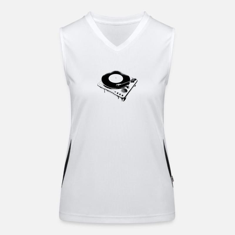 vynil player ! - Women's Functional Contrast Tank Top - white/black