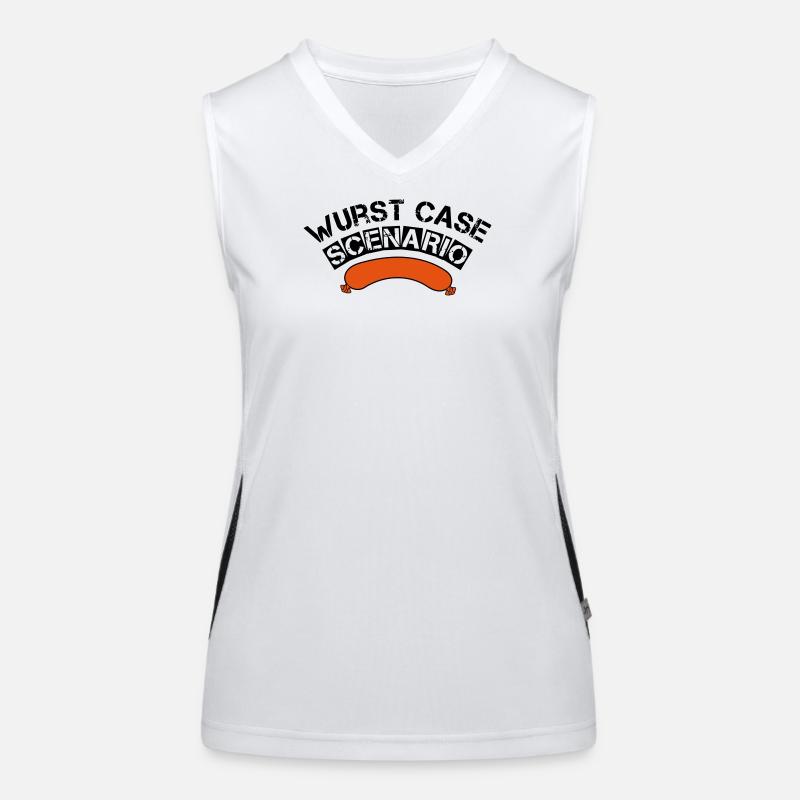 Wurst case scenario grillen BBQ Griller Geschenk Funktionelles Kontrast-Tank Top für Frauen