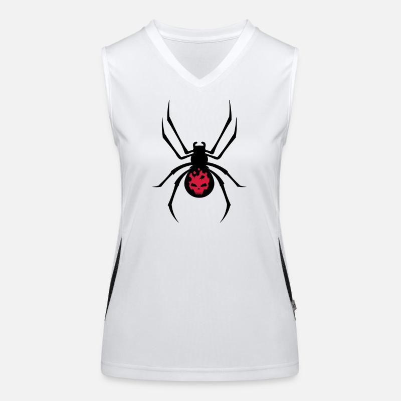 A black spider with red skull Women's Functional Contrast Tank Top