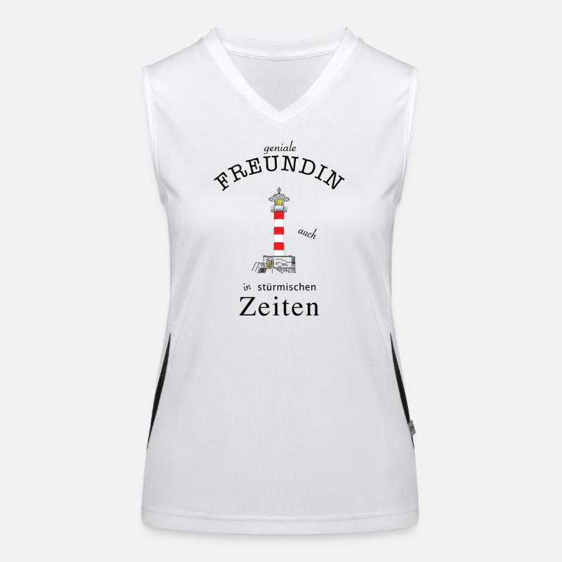 Für eine geniale Freundin Leuchtturm Handzeichnung Funktionelles Kontrast-Tank Top für Frauen