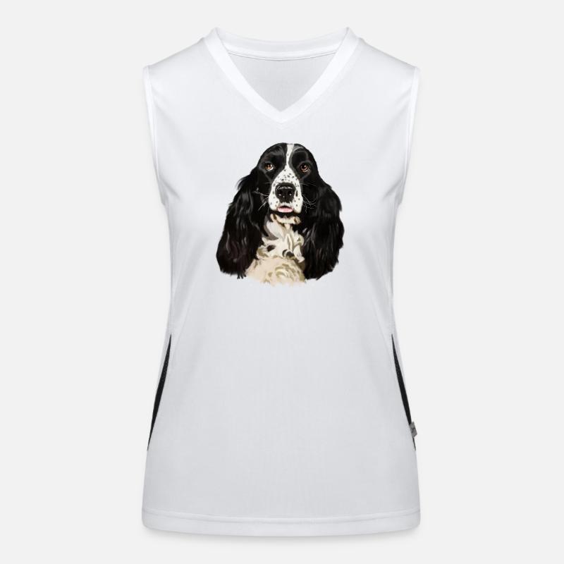 cocker spaniel - Women's Functional Contrast Tank Top - white/black