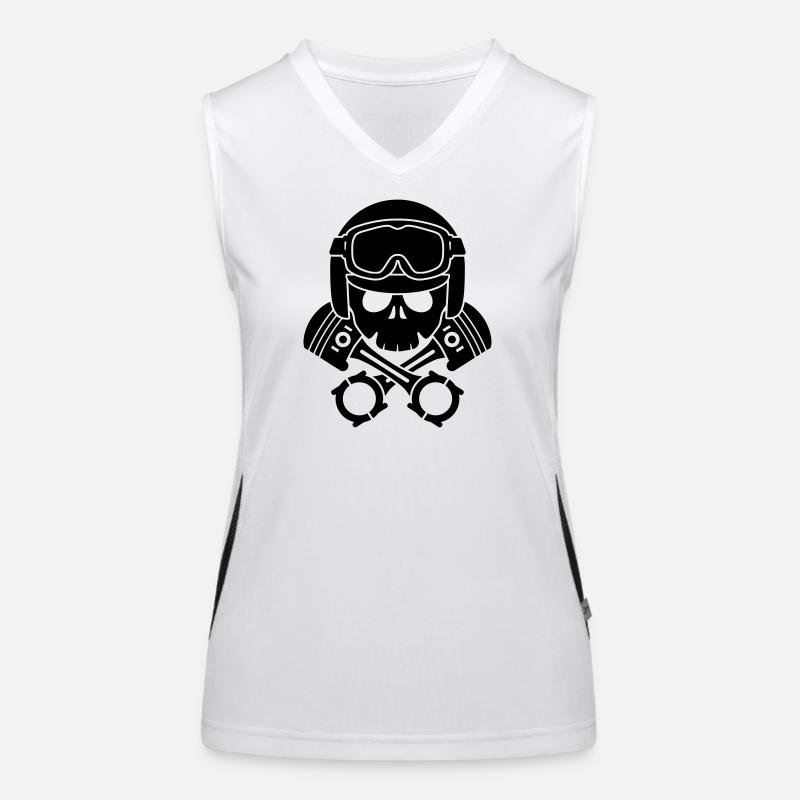 kolben schädel helm Funktionelles Kontrast-Tank Top für Frauen