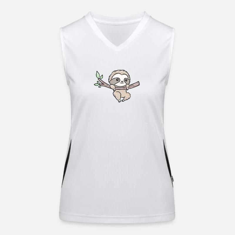 Sloth on a branch – Cute tree design Women's Functional Contrast Tank Top