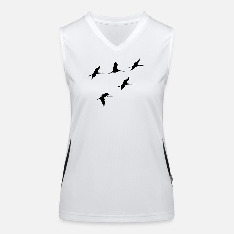 kraniche vogel reise Funktionelles Kontrast-Tank Top für Frauen