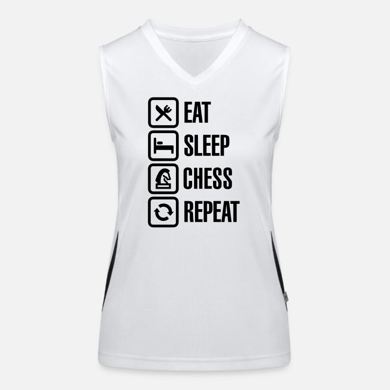 Eat Sleep Chess Repeat Funktionelles Kontrast-Tank Top für Frauen
