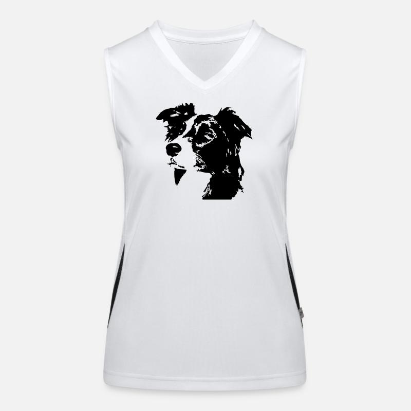 Border Collie Kopf Funktionelles Kontrast-Tank Top für Frauen