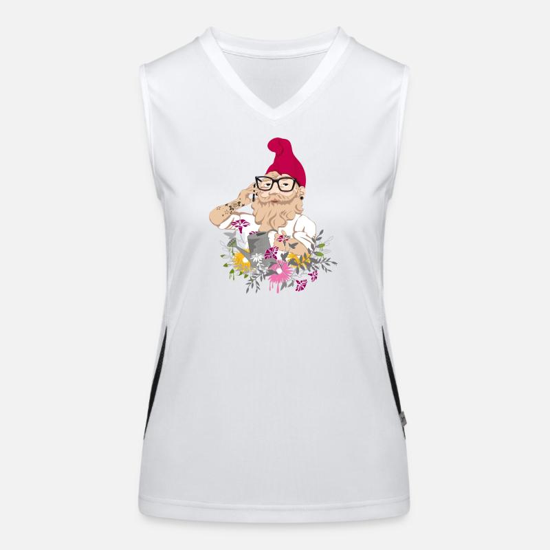 Ein Gartenzwerg als Hipster mit Brille und Tattoos Funktionelles Kontrast-Tank Top für Frauen