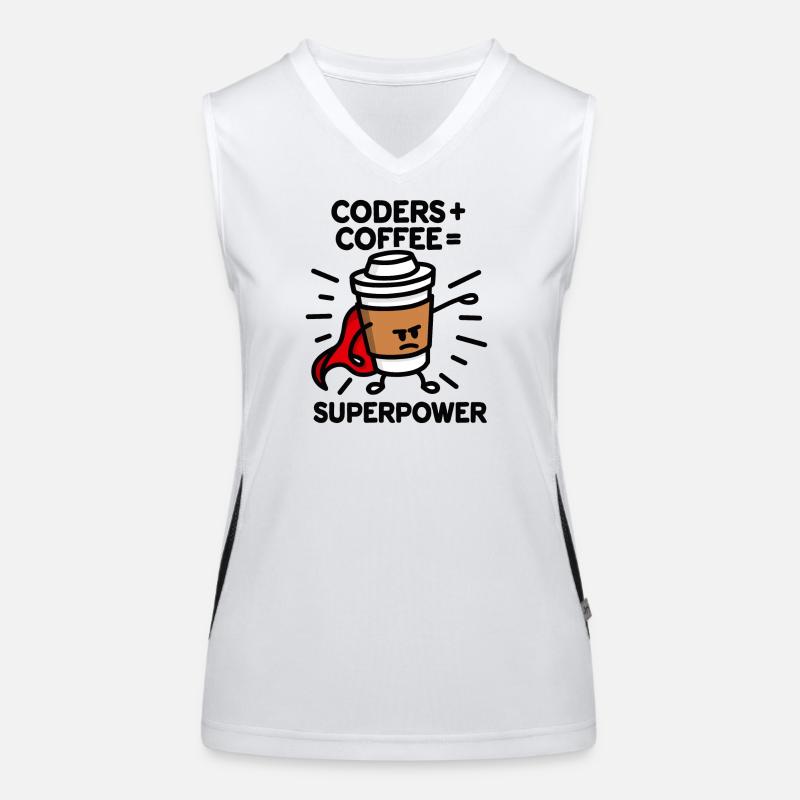 Coders + coffee = superpower (superhero) light Funktionelles Kontrast-Tank Top für Frauen
