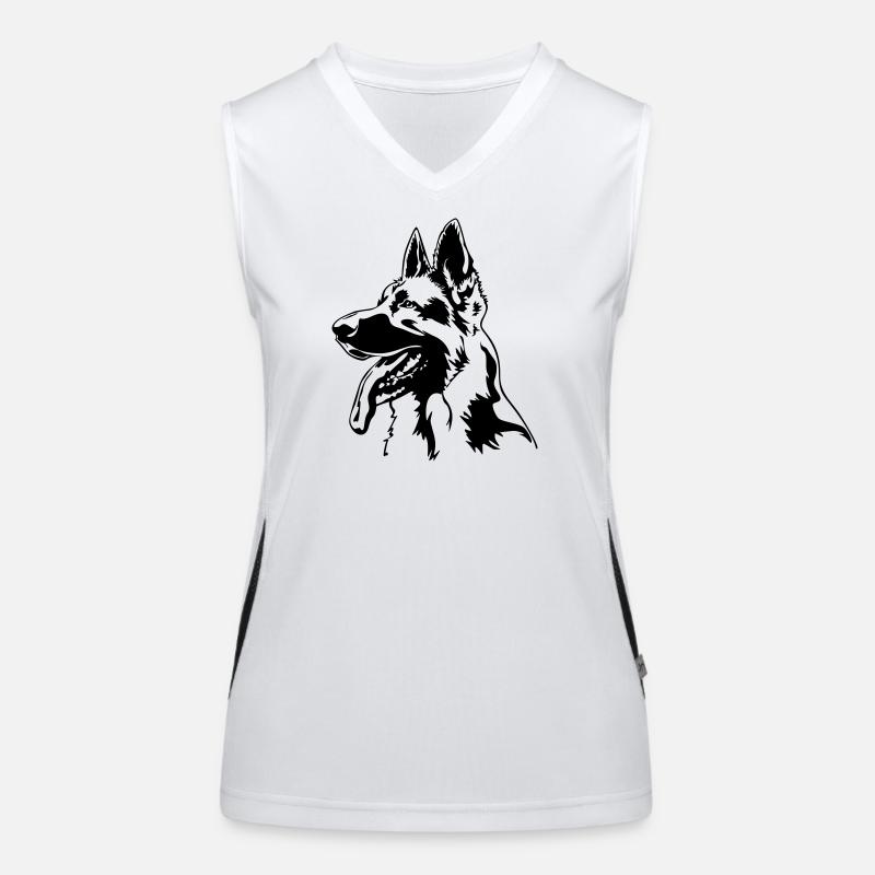 German shepherd head - Women's Functional Contrast Tank Top - white/black