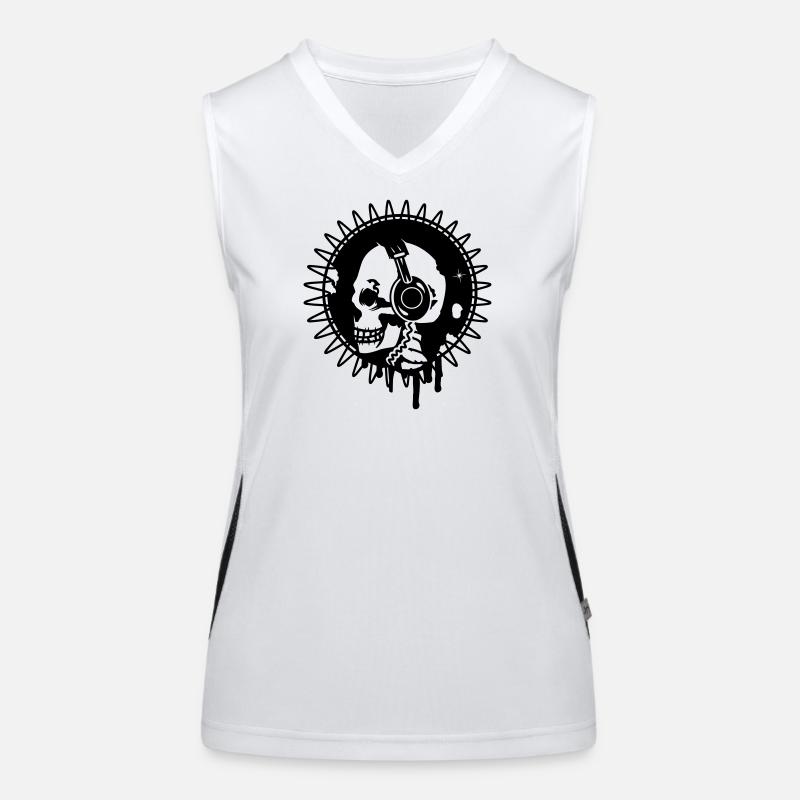 Totenkopf mit Kopfhörer im Profi Funktionelles Kontrast-Tank Top für Frauen