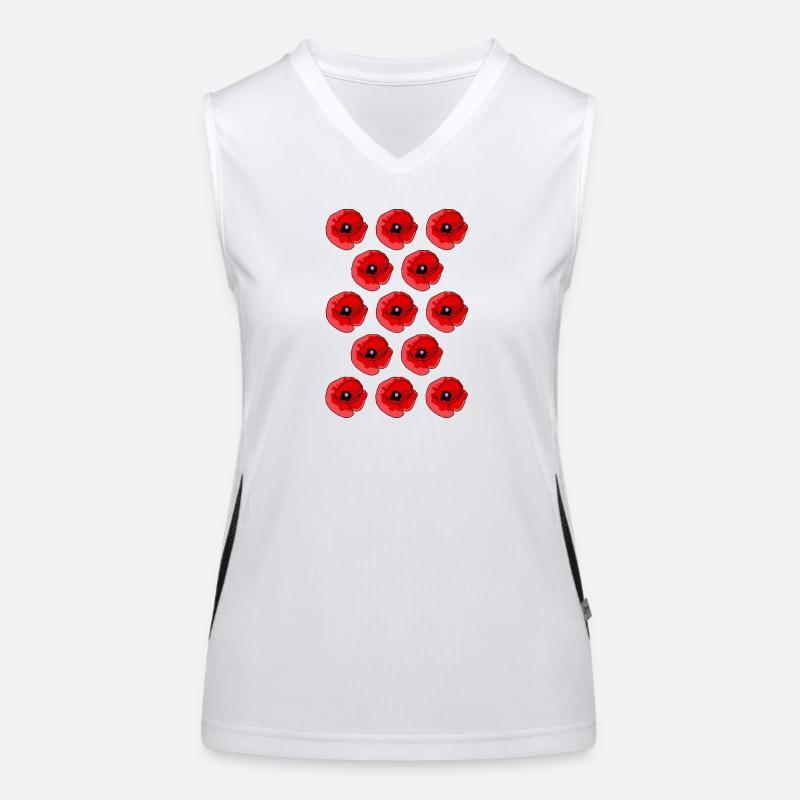 Abstract Poppies Pattern - Women's Functional Contrast Tank Top - white/black