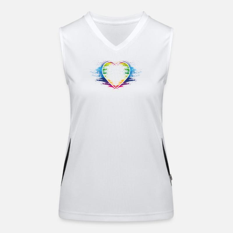 Regenbogen Herz Funktionelles Kontrast-Tank Top für Frauen