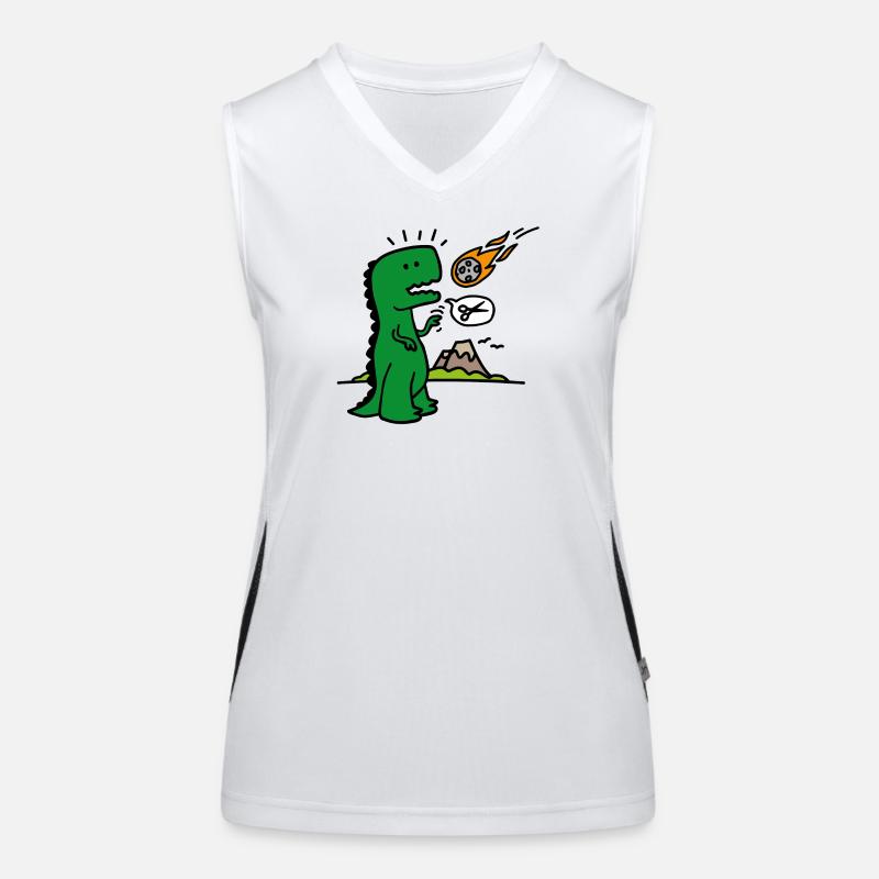 Rock paper scissors T-rex funny dinosaur comet Women's Functional Contrast Tank Top