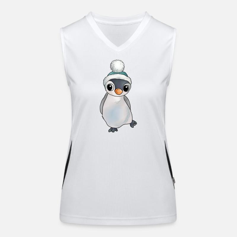 Penguin with hat - Women's Functional Contrast Tank Top - white/black