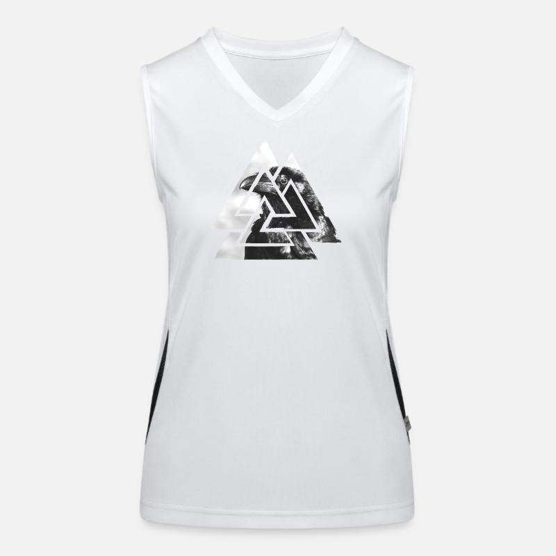 Valknut, Symbol von Odin - Mit schwarzem Raben Funktionelles Kontrast-Tank Top für Frauen