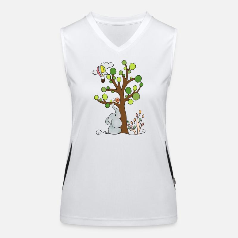 Elephant under the tree Women's Functional Contrast Tank Top