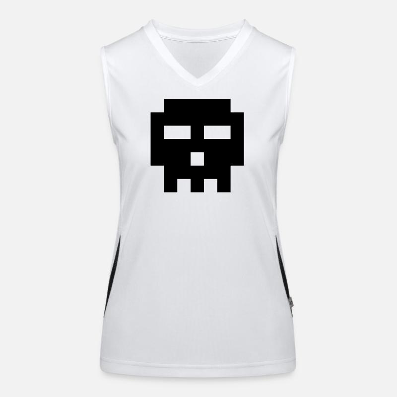 Pixel-Schädel. Funktionelles Kontrast-Tank Top für Frauen