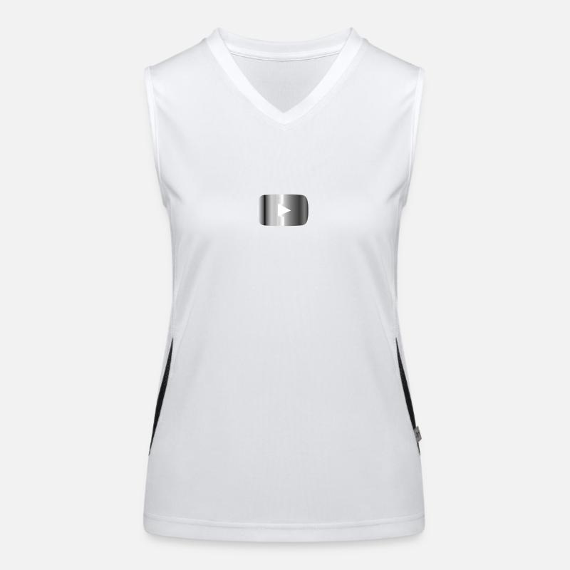 Silberner Play Button  Funktionelles Kontrast-Tank Top für Frauen