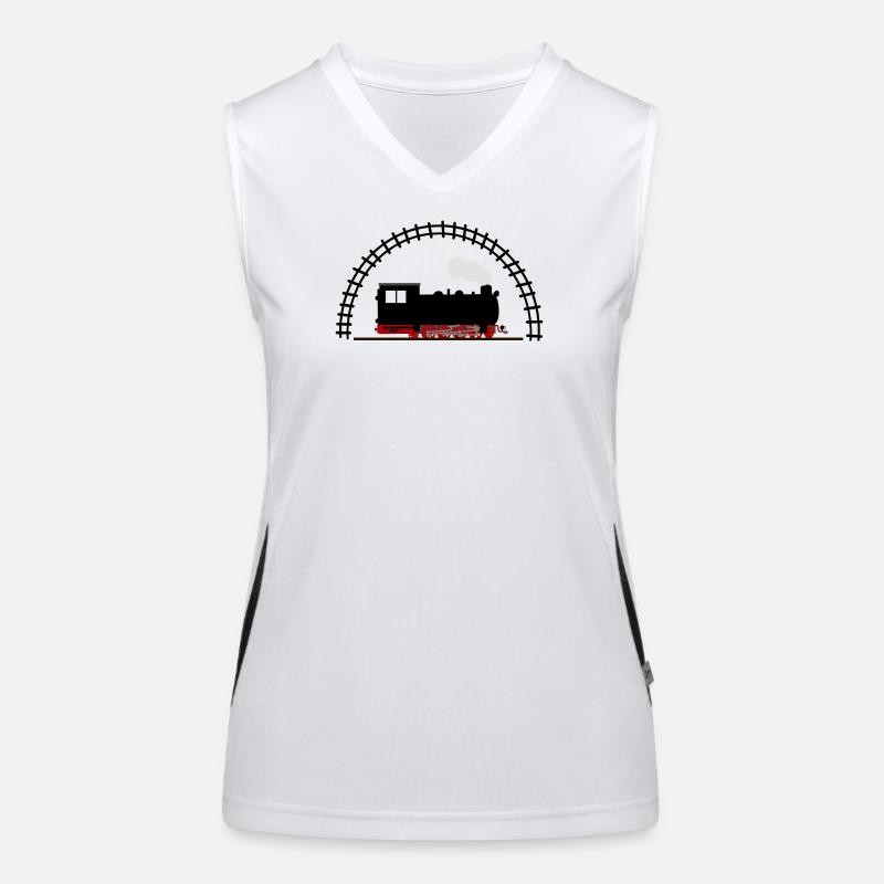 Dampflok Schiene Eisenbahn Funktionelles Kontrast-Tank Top für Frauen