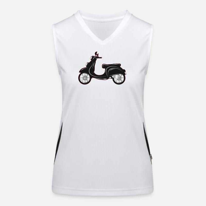 Ein schwarzer Motorroller mit farbigem Rand Funktionelles Kontrast-Tank Top für Frauen