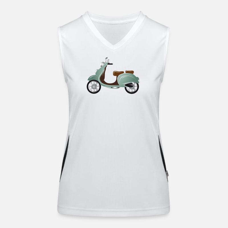 A vintage scooter with retro paint finish Women's Functional Contrast Tank Top