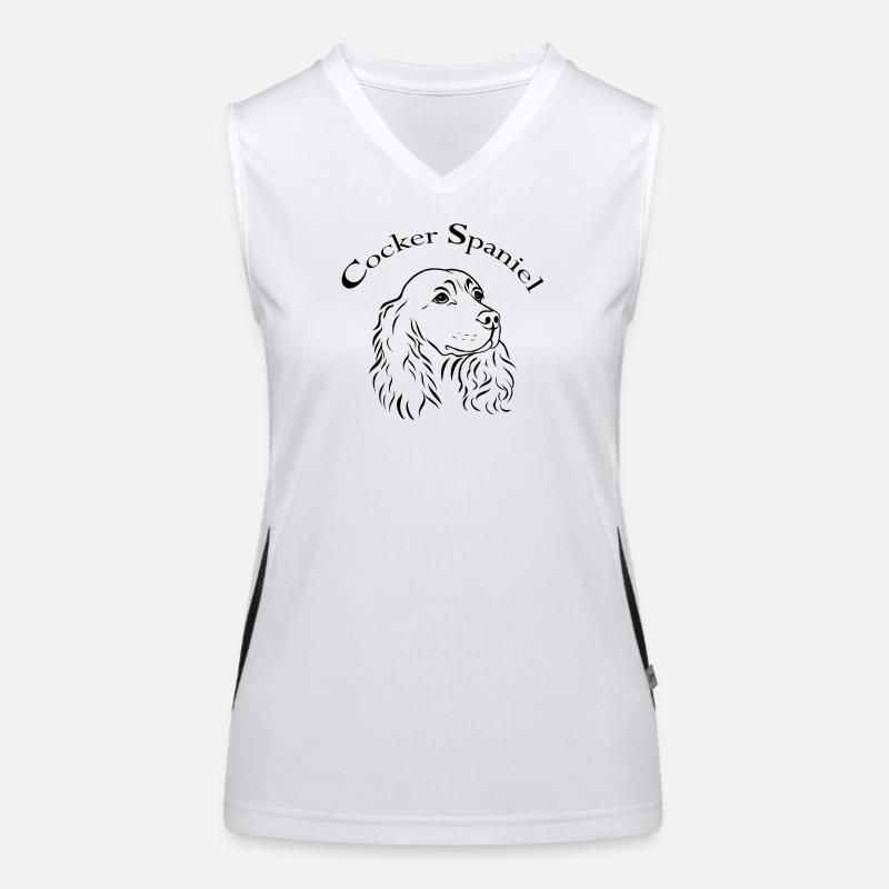 Cocker Spaniel Portrait - Women's Functional Contrast Tank Top - white/black
