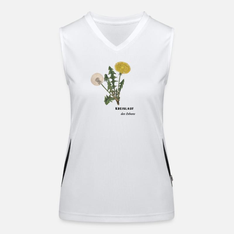 Kreislauf des Lebens, Löwenzahn, Pusteblume Funktionelles Kontrast-Tank Top für Frauen