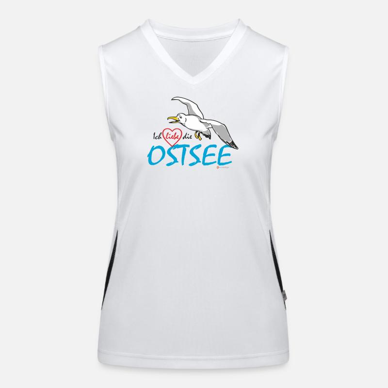Möwe, Ich liebe die Ostsee Funktionelles Kontrast-Tank Top für Frauen